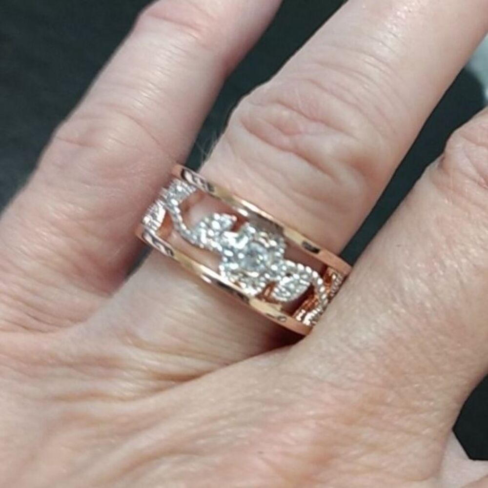 Silver tone & rose gold tone ring size 6